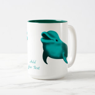 Lucky Dolphin - lägg till din text Två-Tonad Mugg