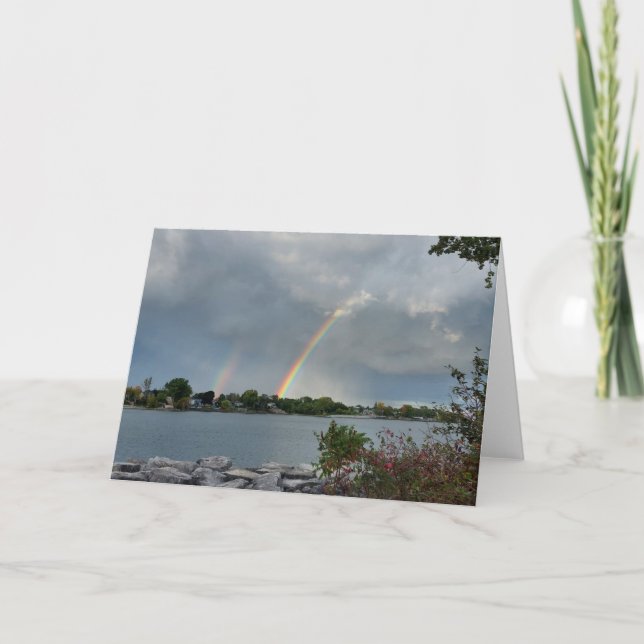 Lucky Dubbla Rainbow Greeting Card Kort (Framsida)