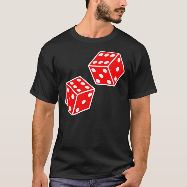 LUCKY. DUBBLA SEX. DICE, RED DICE, Throw the Dice. T Shirt (Framsida)