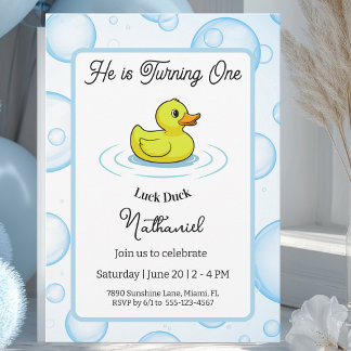 Lucky Duck Birthday Invitation Card for Kids Inbjudningar