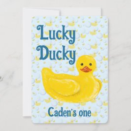 Lucky Ducky First Birthday Invitation Inbjudningar