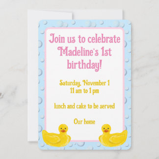 Lucky Ducky First Birthday Invitation Inbjudningar