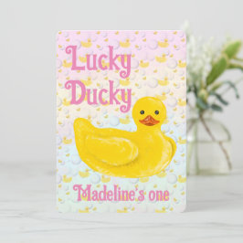 Lucky Ducky First Birthday Invitation Inbjudningar