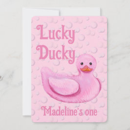 Lucky Ducky First Birthday Invitation Inbjudningar