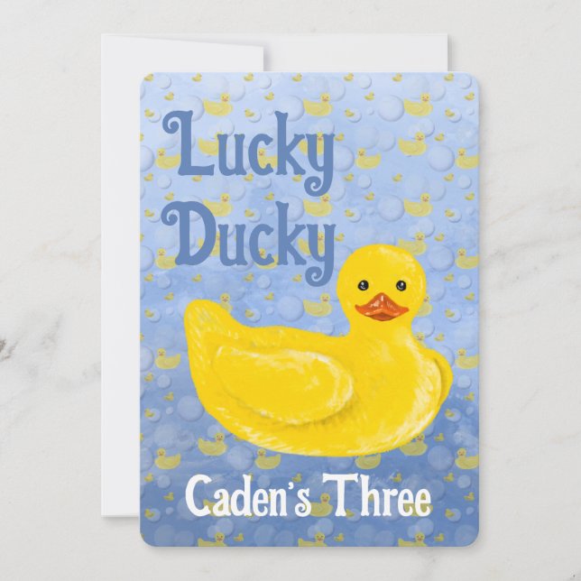 Lucky Ducky Tredje Födelsedagsinbjudan Inbjudningar (Framsida)