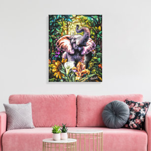 Lucky Elephant Canvas Wall Art av NickysArt