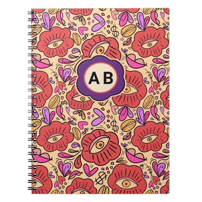 Lucky Eye Blommönster Anteckningsbok (Framsidan)