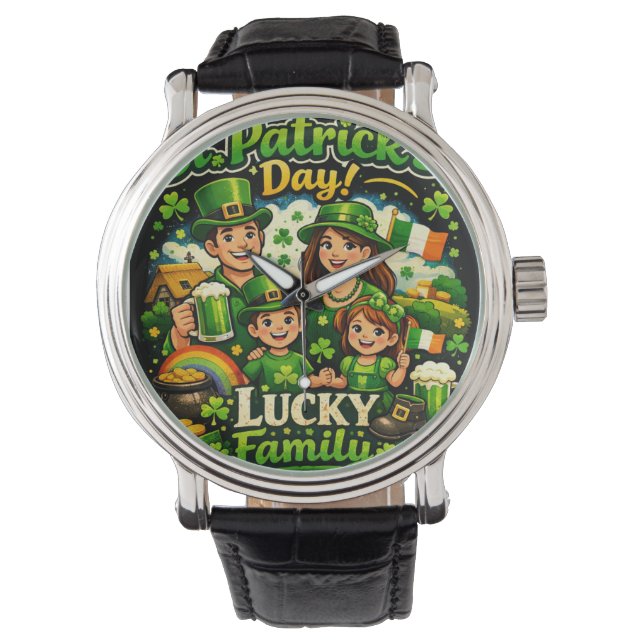 Lucky Family St. Patrick's Day Kollektion 🍀 Armbandsur (Framsida)