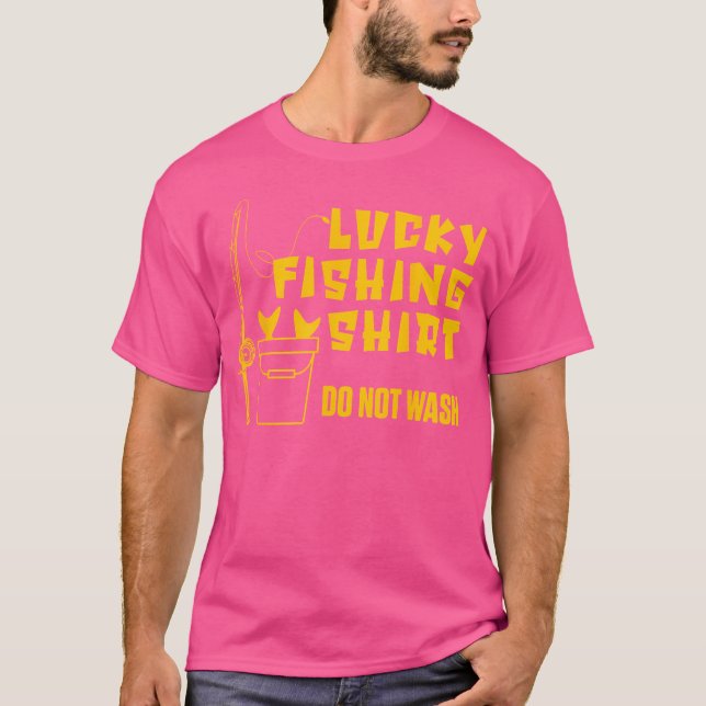 Lucky Fishher Tvättar inte Tur Fishing Rod T Shirt (Framsida)