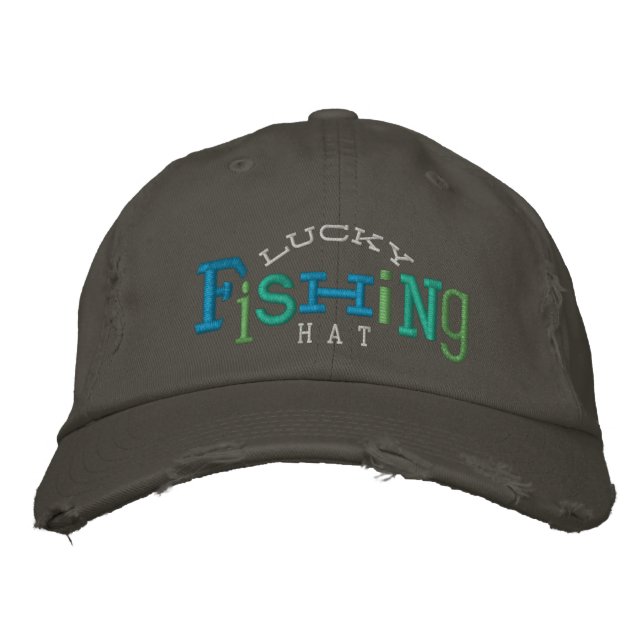 Lucky Fishing Embroidery Hat Broderad Keps (Framsida)