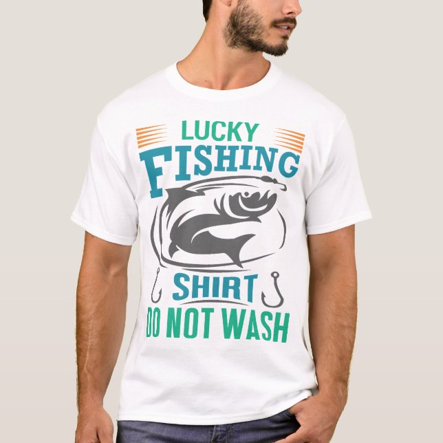 Lucky Fishing Shirt Tvättar inte T Shirt (Framsida)