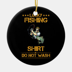 Lucky Fishing Tvättar inte luddig text Julgransprydnad Keramik