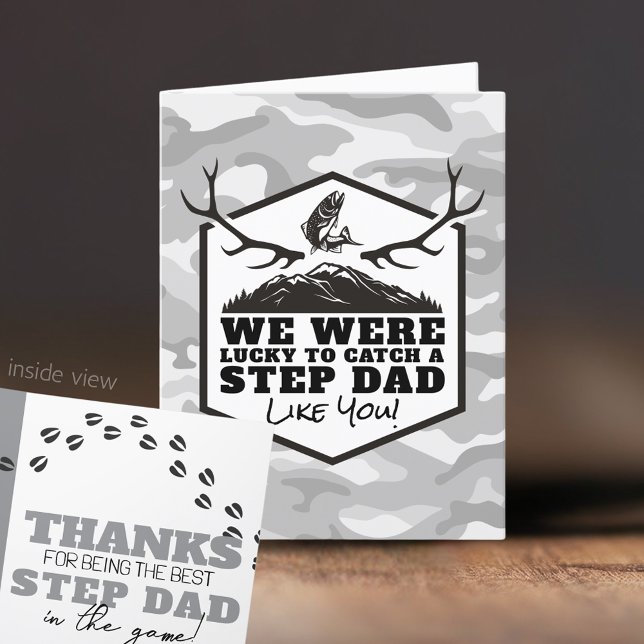 Lucky för att fånga en Pappa / Stega Pappa / Morfa Tack Kort (We Were Lucky to Catch You Folding Card for Dad, Step Dad, Papa, Grandpa & More! Personalize it)