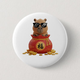 Lucky Fortune Bag Capybara Chinese New Year Button Knapp