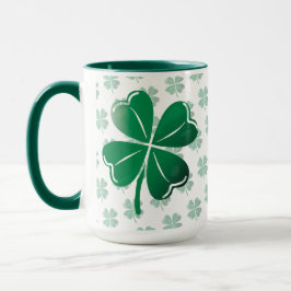 Lucky Four Leaf Clover Irish Shamrock Pattern Golf Mugg