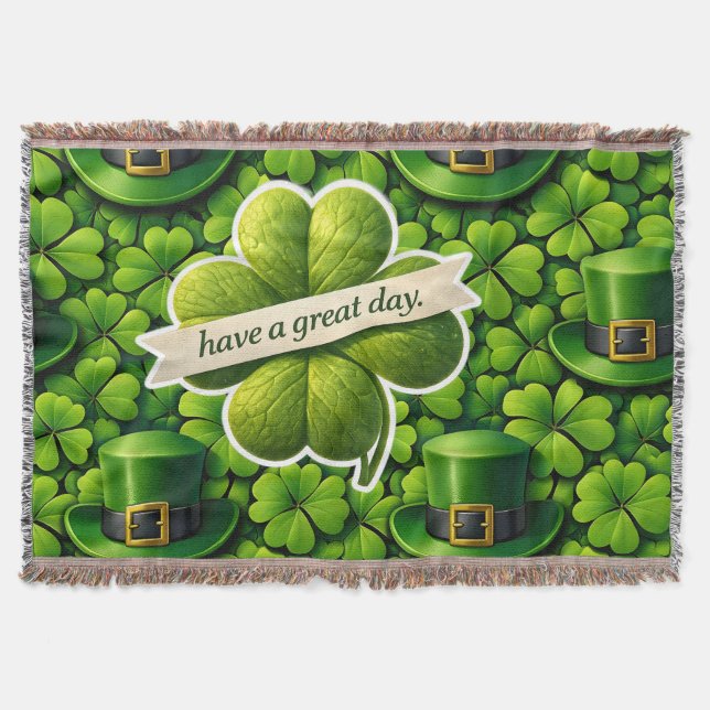 Lucky four leaf clover Saint Patrick's Day Patrick Filt (Framsidan)