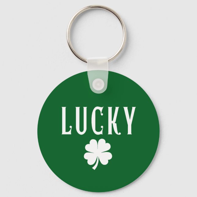 Lucky Four Leaf Clover St Patrick's  Nyckelring (Framsida)