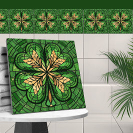 Lucky Four-löv klöver - Mosaic art Kakelplatta
