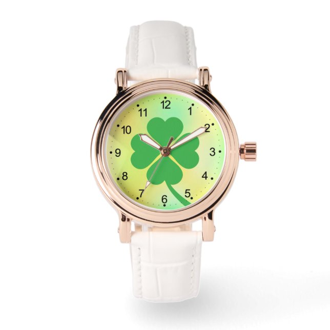 Lucky Four Löv Shamrock Design-87906 Armbandsur (Framsida)
