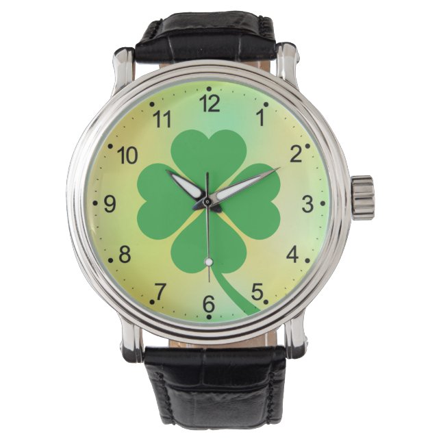 Lucky Four Löv Shamrock Design-87906 Armbandsur (Framsida)