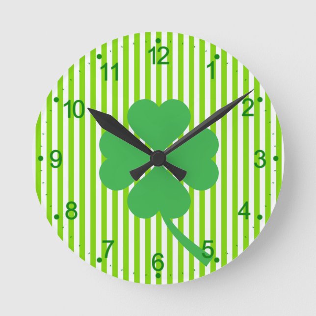 Lucky Four Löv Shamrock Design-87906 Rund Klocka (Framsida)