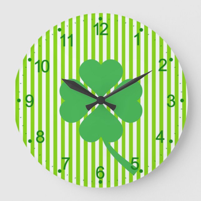 Lucky Four Löv Shamrock Design-87906 Stor Klocka (Framsida)
