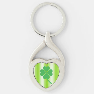 Lucky Four Löv Shamrock Design-87906 Twisted Heart Silverfärgad Nyckelring