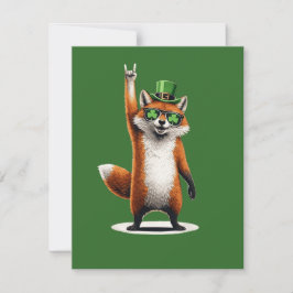 Lucky Fox Shamrock Solglasögon St Patrick's Day Anteckningskort