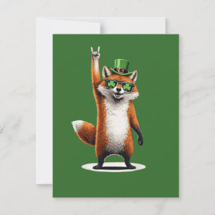 Lucky Fox Shamrock Solglasögon St Patrick's Day Anteckningskort