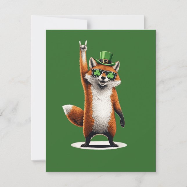 Lucky Fox Shamrock Solglasögon St Patrick's Day Anteckningskort (Framsida)