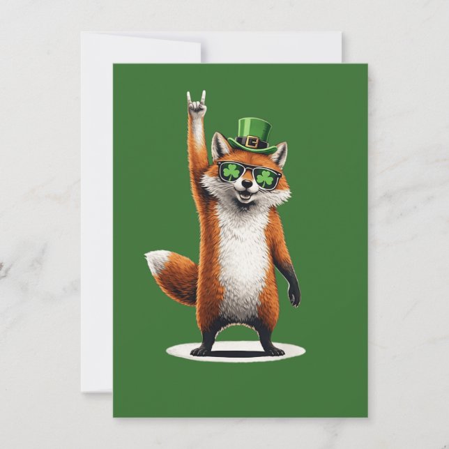 Lucky Fox Shamrock Solglasögon St Patrick's Day Inbjudningar (Framsida)