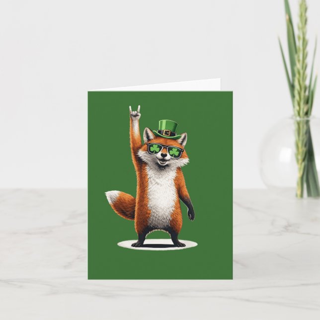 Lucky Fox Shamrock Solglasögon St Patrick's Day Kort (Framsida)