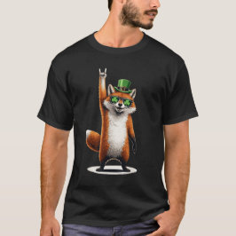 Lucky Fox Shamrock Sunglasses St Patrick's day T Shirt