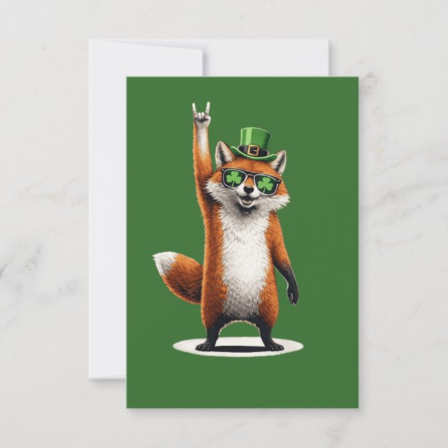 Lucky Fox Shamrock Sunglasses St Patrick's day Tack Kort (Framsida)