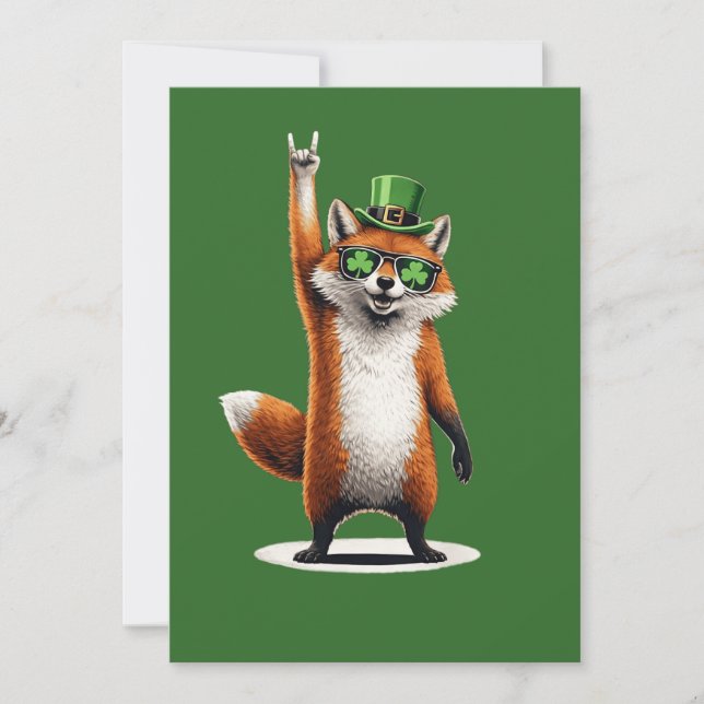 Lucky Fox Shamrock Sunglasses St Patrick's day Tack Kort (Framsida)