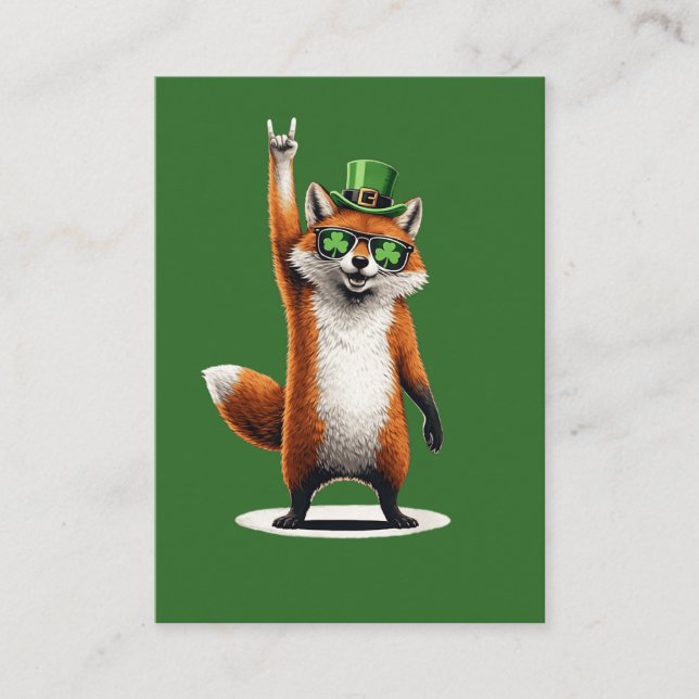 Lucky Fox Shamrock Sunglasses St Patrick's day Visitkort (Framsida)