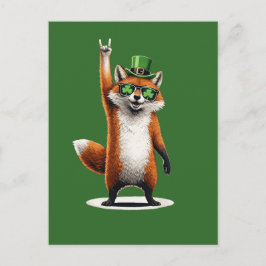 Lucky Fox Shamrock Sunglasses St Patrick's day Vykort