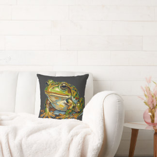 Lucky Frog Colorful Art Good Fortune Symbol Gift Kudde