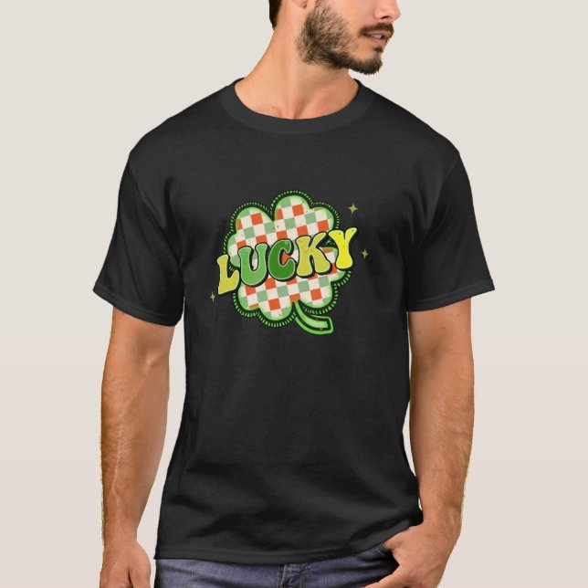 Lucky Funny Shamrock Lycklig St Patrick s Day Long T Shirt (Framsida)
