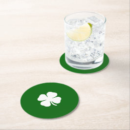 Lucky Fyrklöver Grönt Irish Shamrock Anpassningsba Underlägg Papper Rund