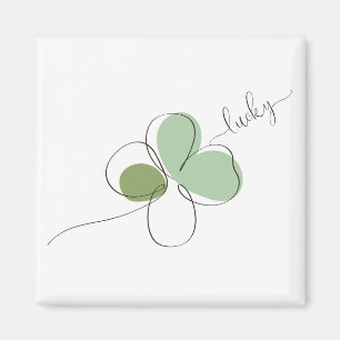 Lucky Fyrklöver Minimalist Line Art Magnet