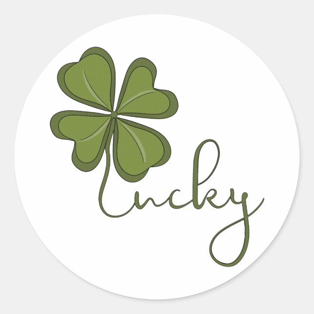 Lucky Fyrklöver Runt Klistermärke (Framsida)