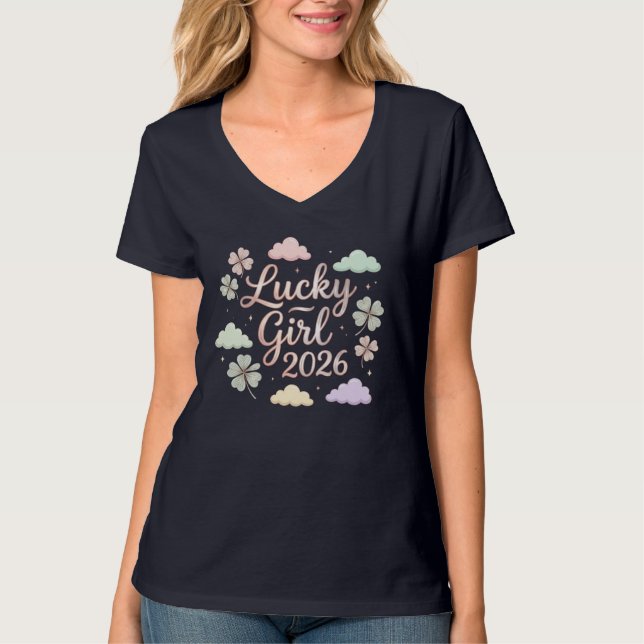 Lucky Girl 2026 — Bold Retro-Inspired T-Shirt for  (Framsida)