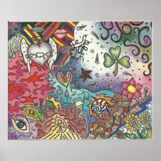 LUCKY GIRL ART COLLAGE POSTER