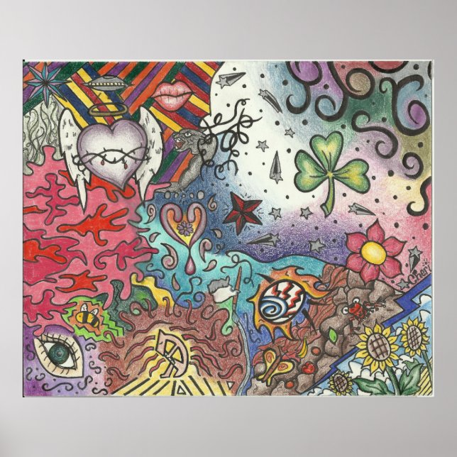 LUCKY GIRL ART COLLAGE POSTER (Framsidan)