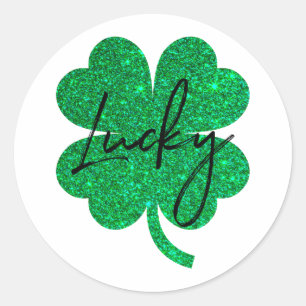 Lucky glitter fyrklöver runt klistermärke