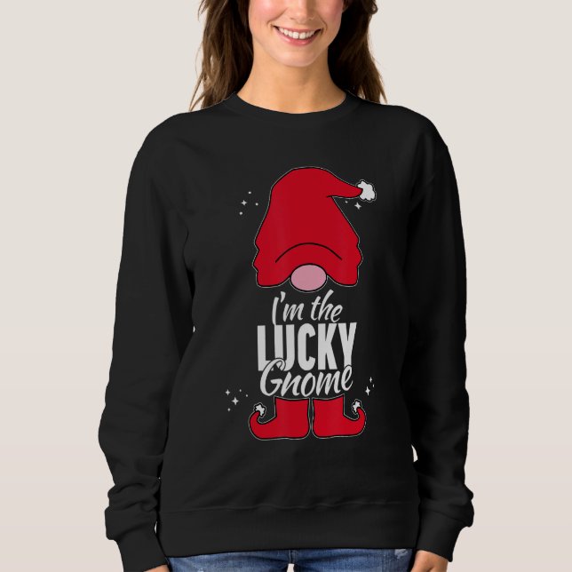 Lucky Gnome Matching Family Group Christmas Party  T Shirt (Framsida)