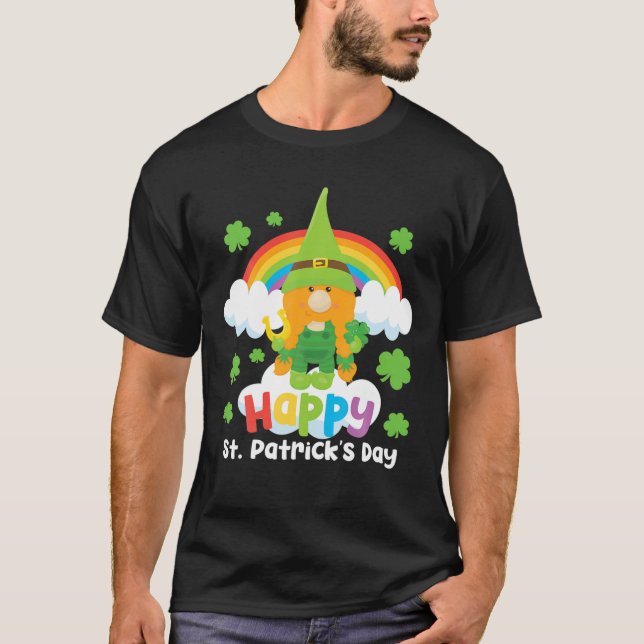 Lucky Gnome St patricks day Lucky Horseshoe Cute R T Shirt (Framsida)