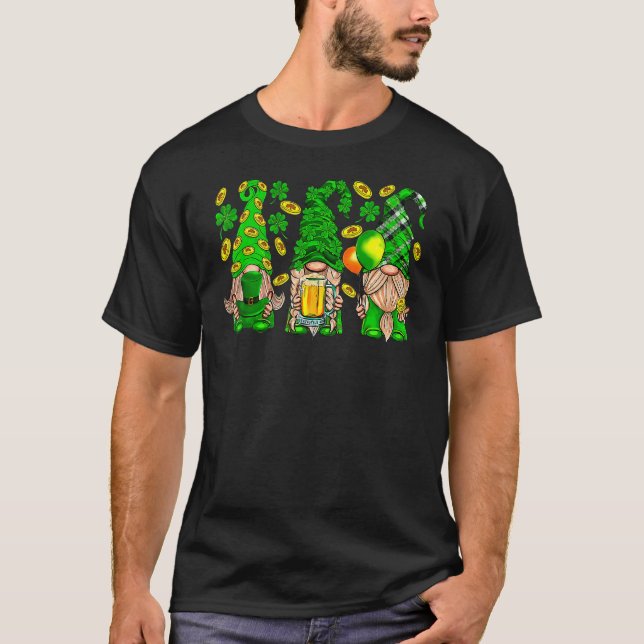 Lucky Gnomes Älskare Shamrock Klöver Irish St Patr T Shirt (Framsida)