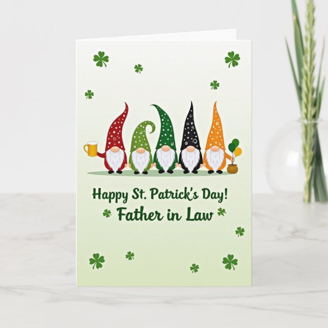 Lucky Gnomes For Father In Law Card Kort (Framsida)